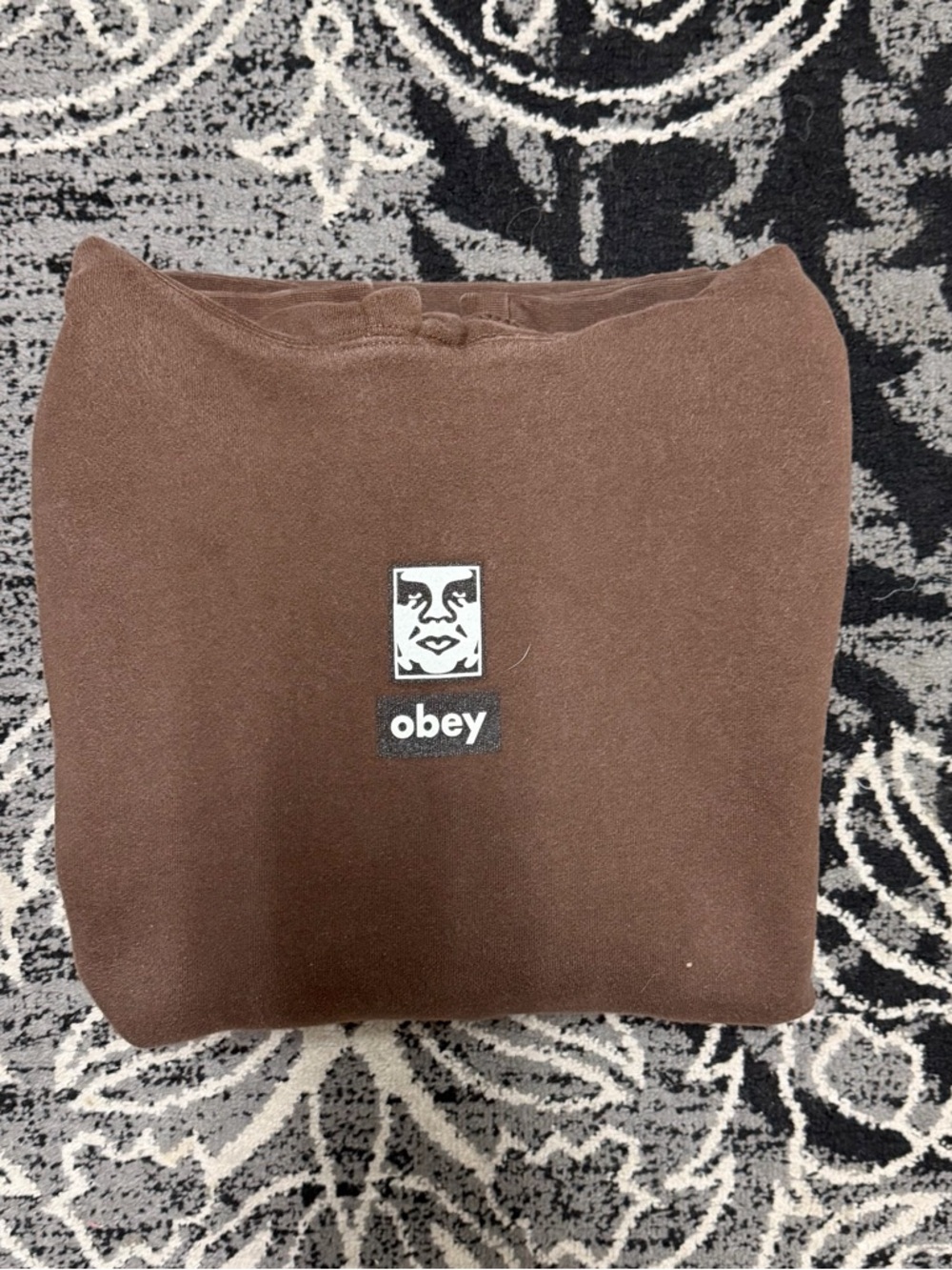 Obey Chocolate Brown Pullover Hoodie with Branded Neck Tag